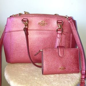 Coach mini metallic blush purse and wallet 👛